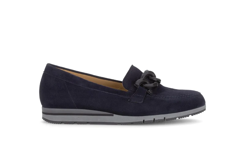 Mocassins bleus en cuir velours