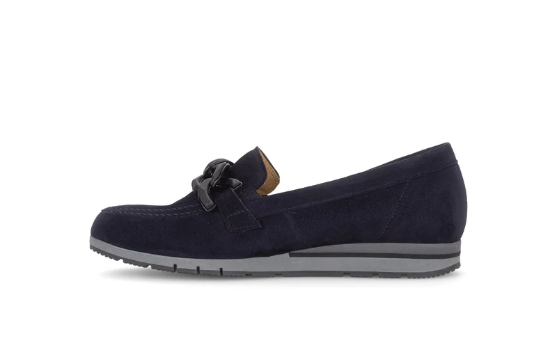 Mocassins bleus en cuir velours