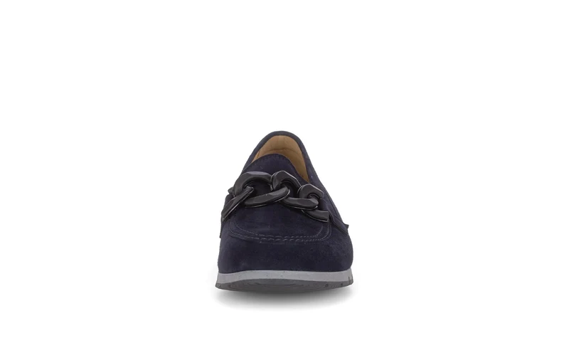 Mocassins bleus en cuir velours