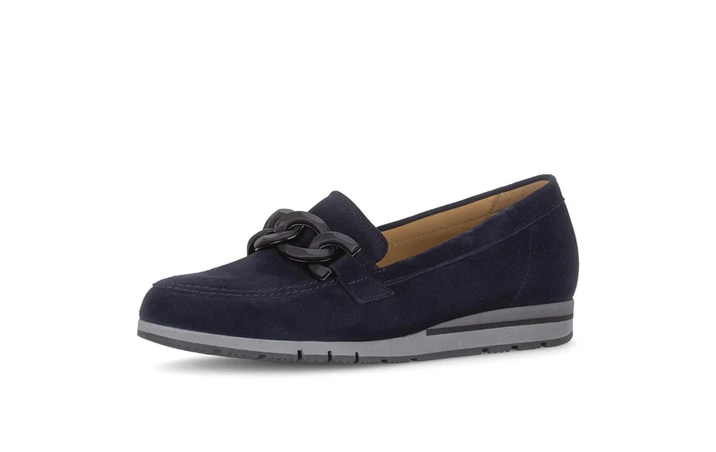 Mocassins bleus en cuir velours
