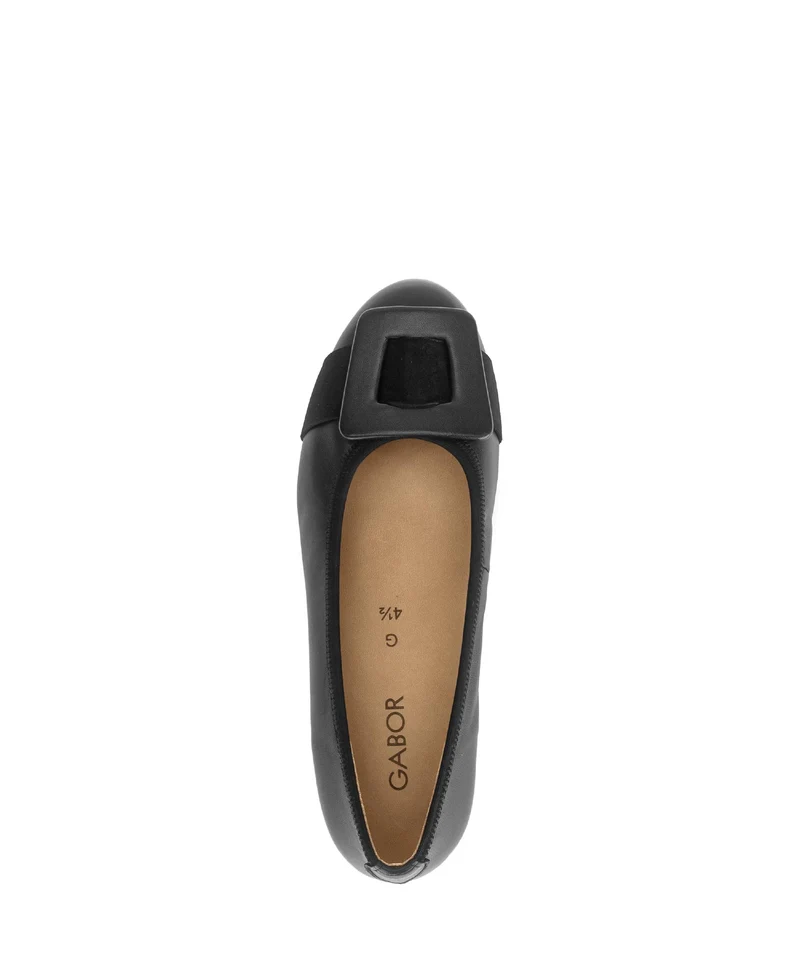 Ballerines noires en cuirs combinés