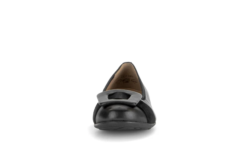Ballerines noires en cuirs combinés