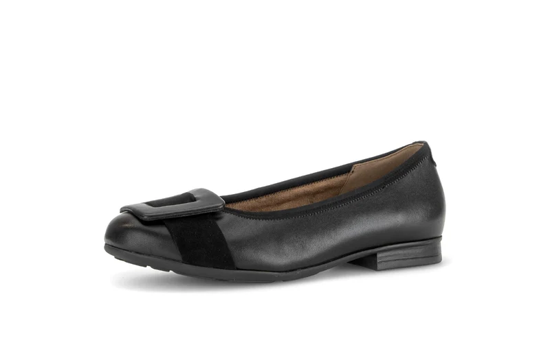 Ballerines noires en cuirs combinés