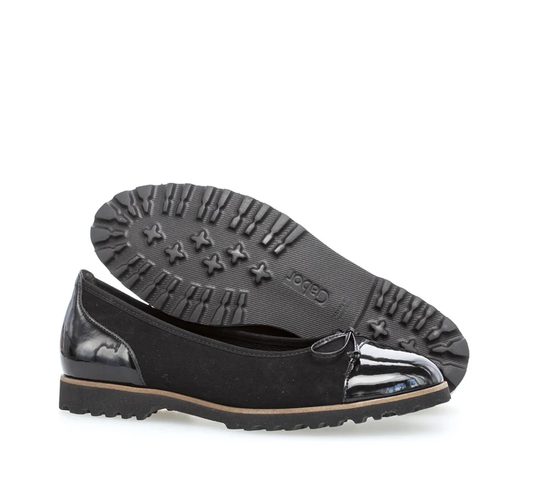 Ballerines noires en combinaison cuirs