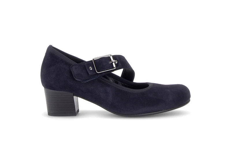 Escarpins bleus en cuir velours