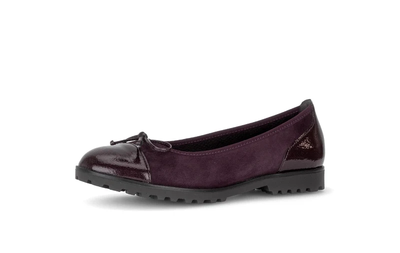 Ballerines merlot en nubuck et vernis