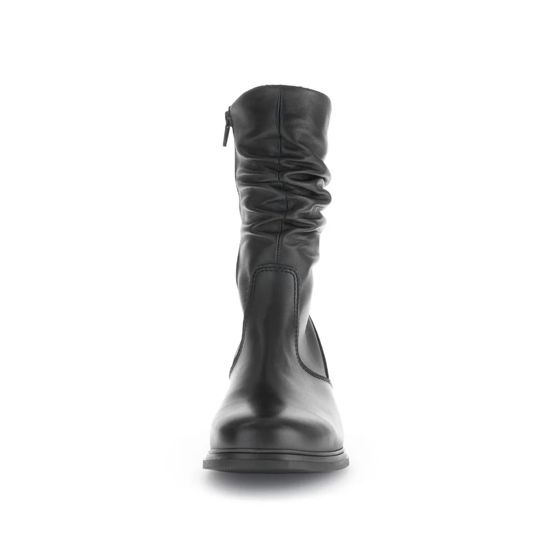 Bottines mid noires en cuir lisse