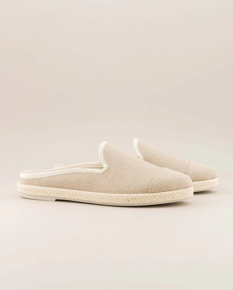 Mule femme Socoa, coton beige écru