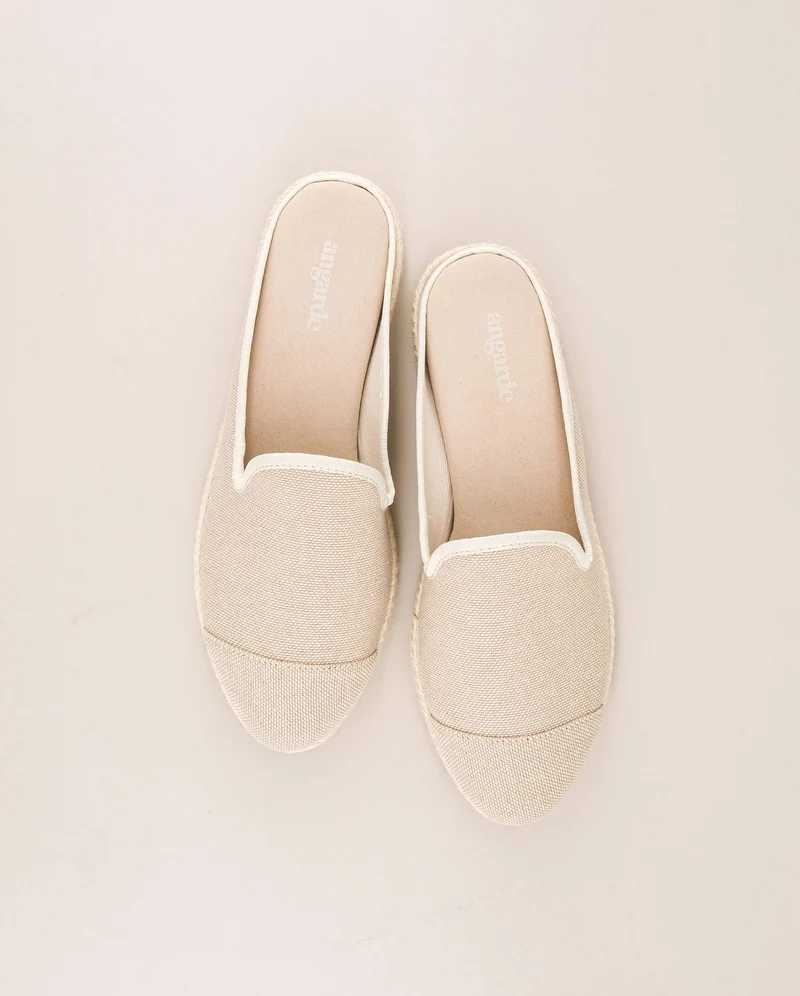 Mule femme Socoa, coton beige écru
