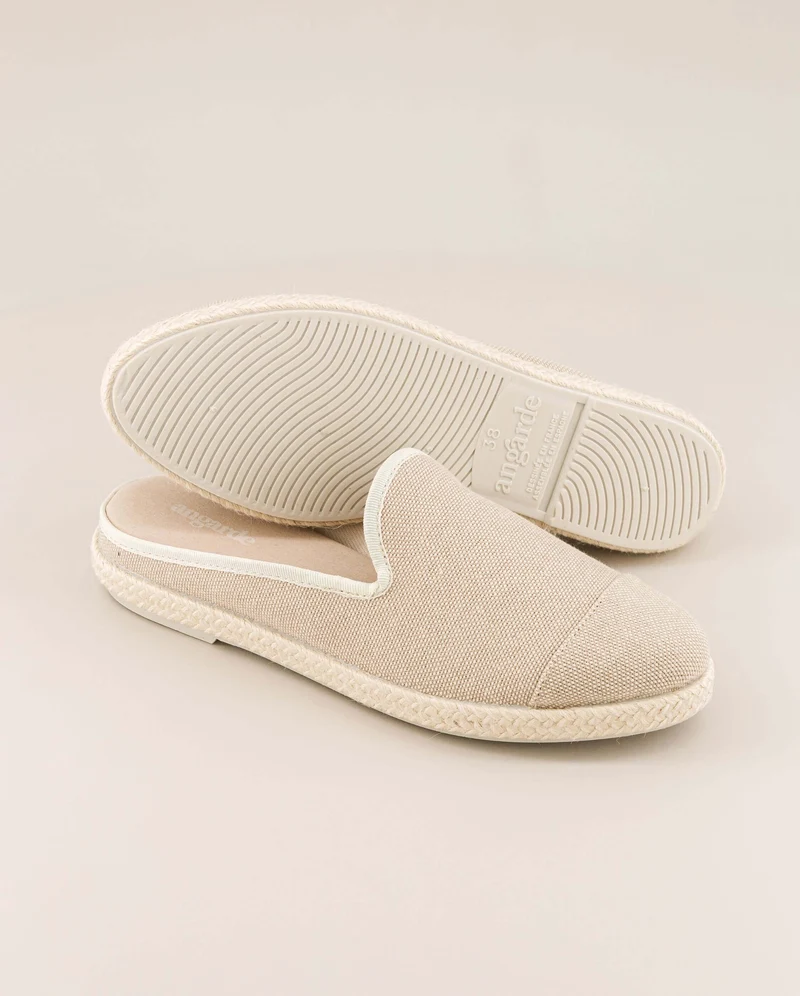 Mule femme Socoa, coton beige écru