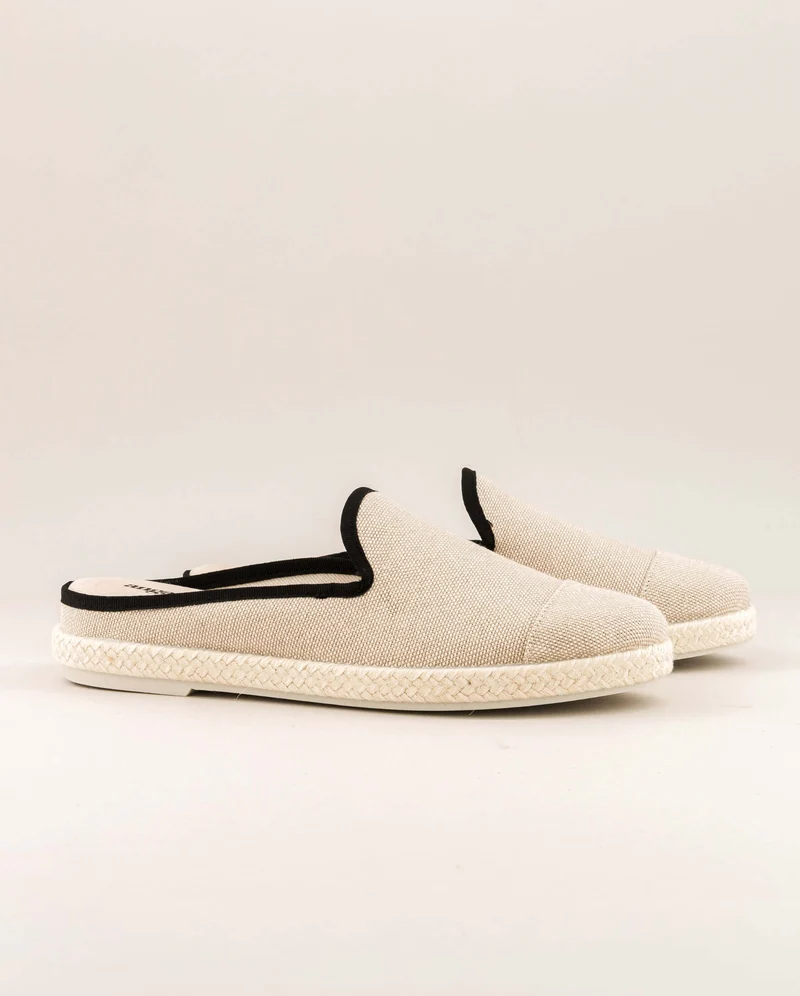 Mule femme Socoa, coton beige noir