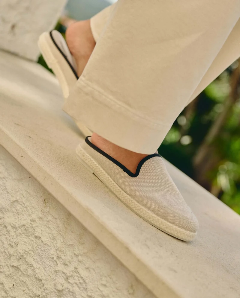 Mule femme Socoa, coton beige noir