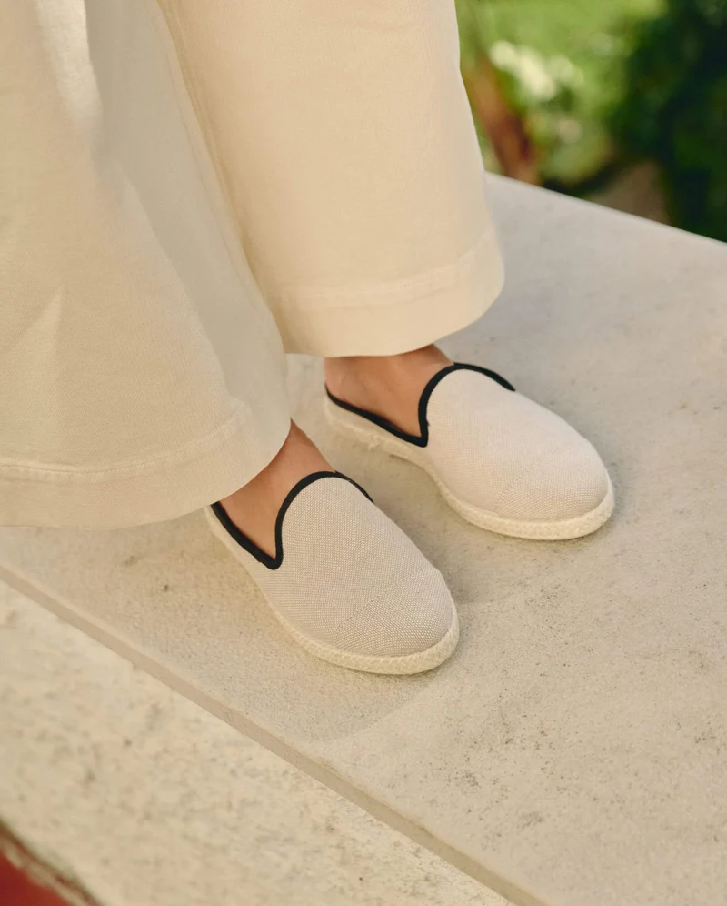 Mule femme Socoa, coton beige noir