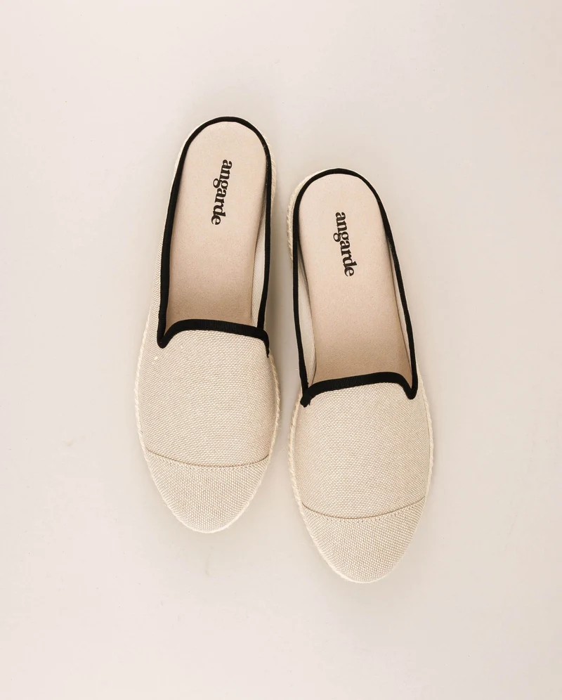 Mule femme Socoa, coton beige noir