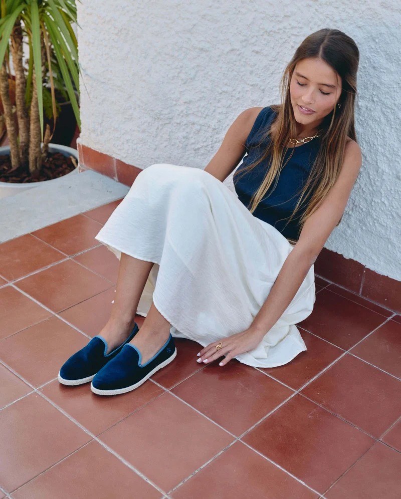 Espadrille femme Cenitz, velours bleu myrtille