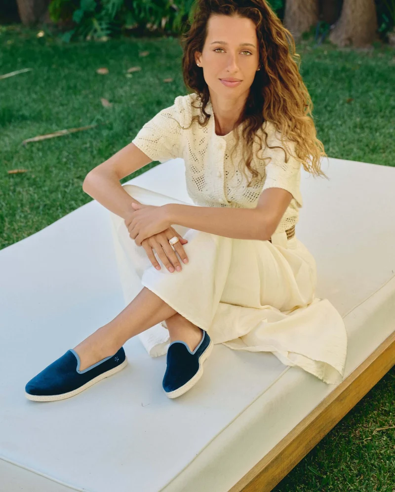 Espadrille femme Cenitz, velours bleu myrtille