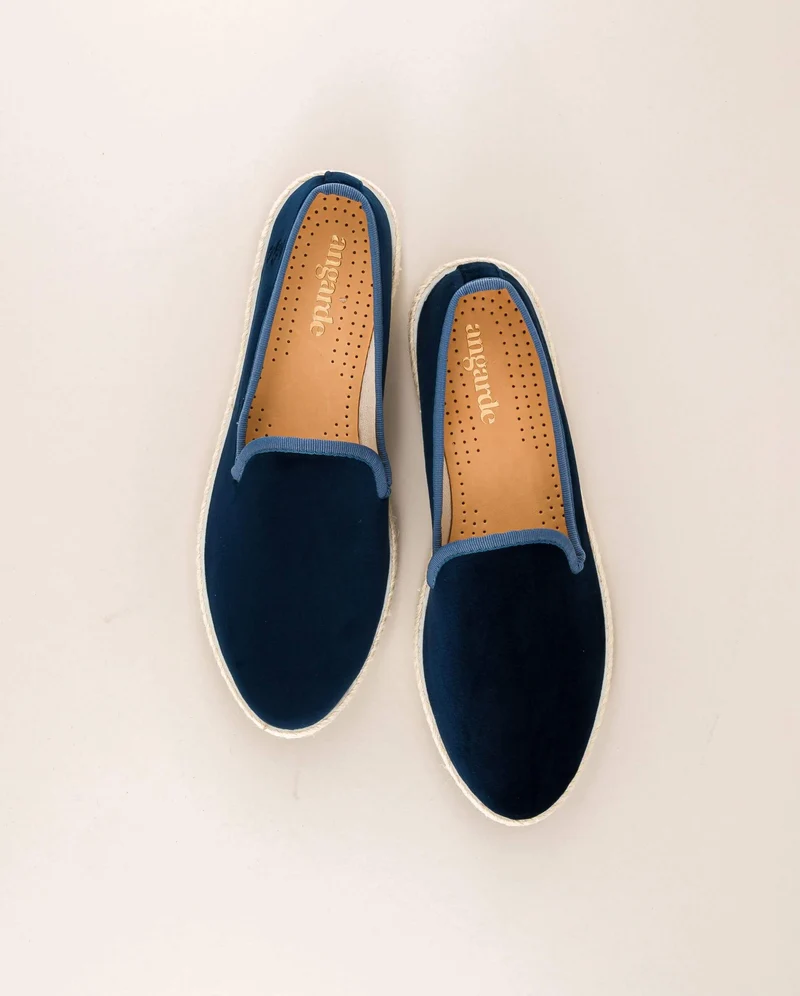 Espadrille femme Cenitz, velours bleu myrtille