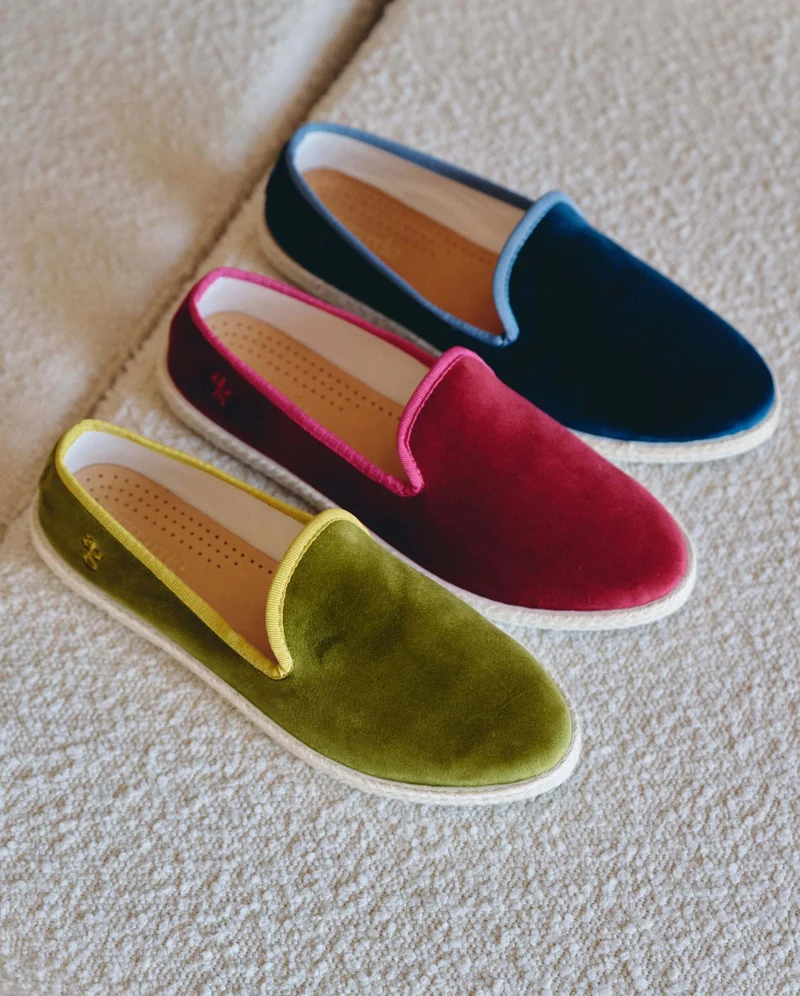 Espadrille femme Cenitz, velours bleu myrtille