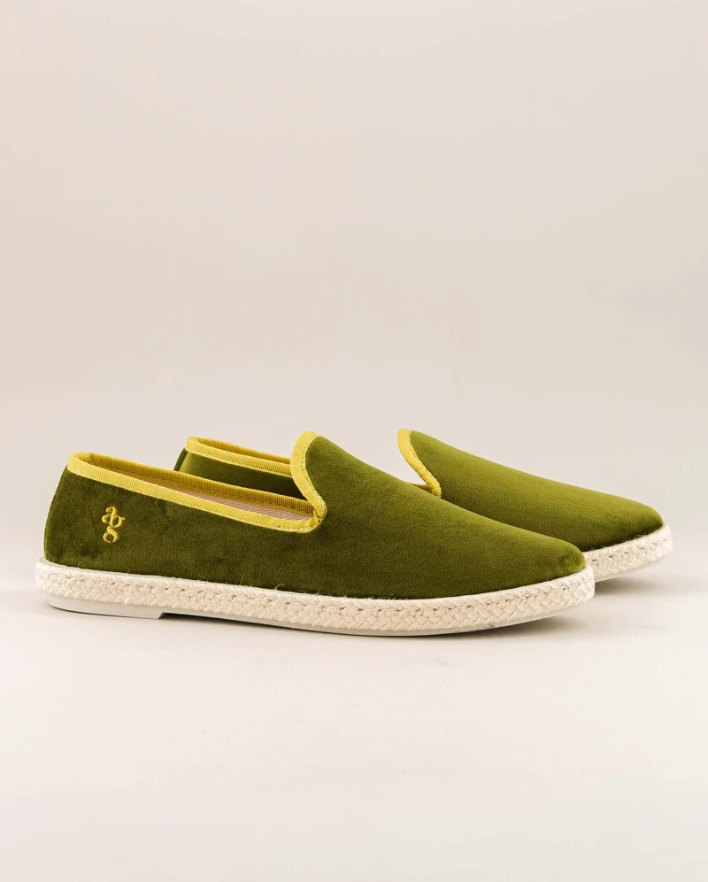 Espadrille femme Cenitz, velours pistache