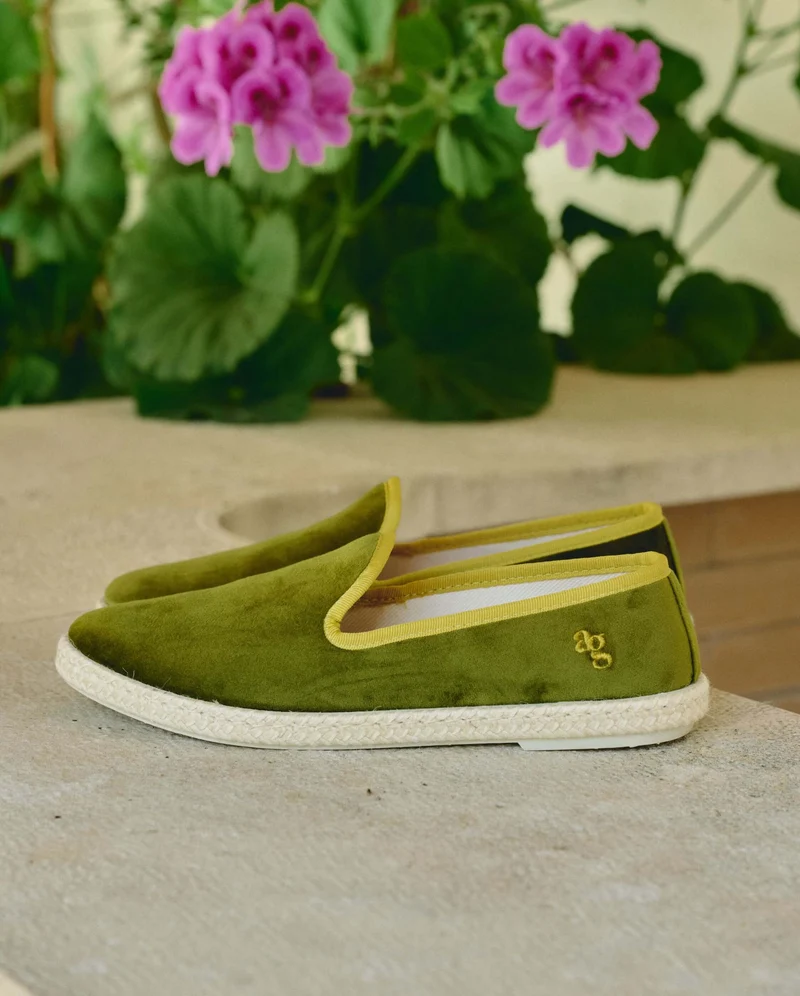 Espadrille femme Cenitz, velours pistache