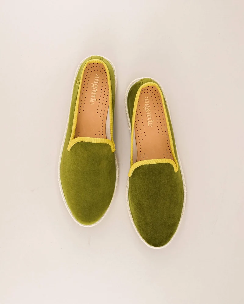 Espadrille femme Cenitz, velours pistache
