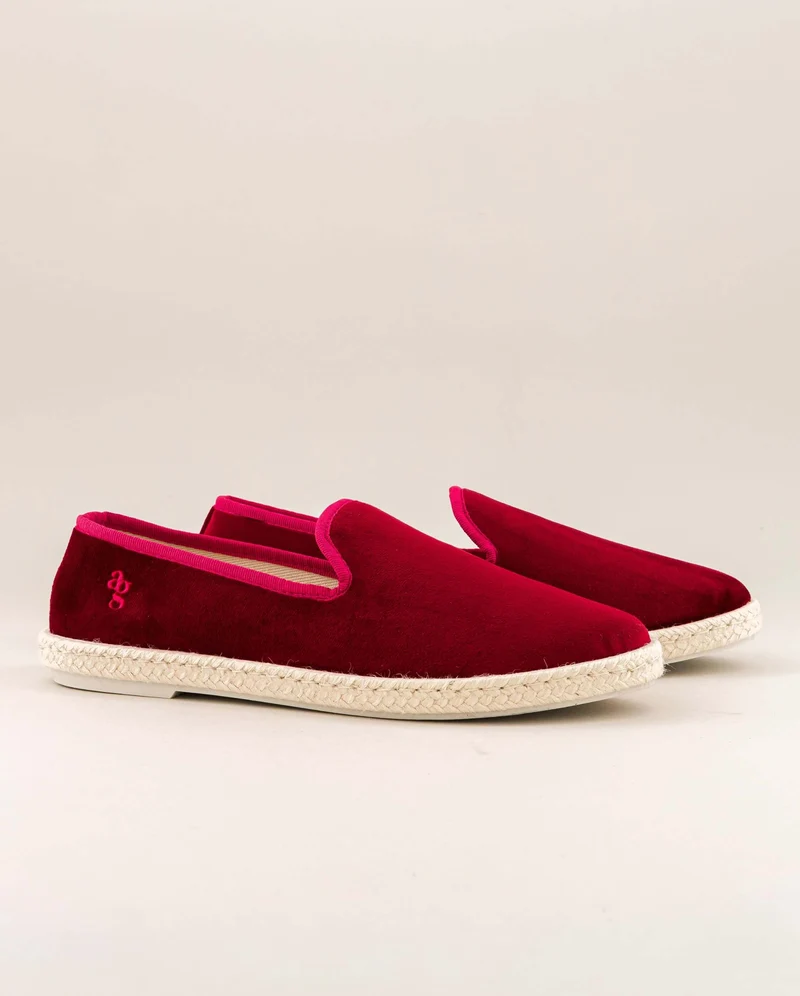 Espadrille femme Cenitz, velours framboise