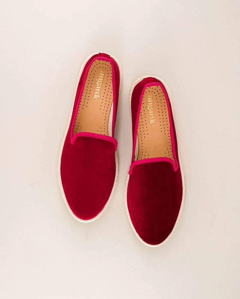 Espadrille femme Cenitz, velours framboise