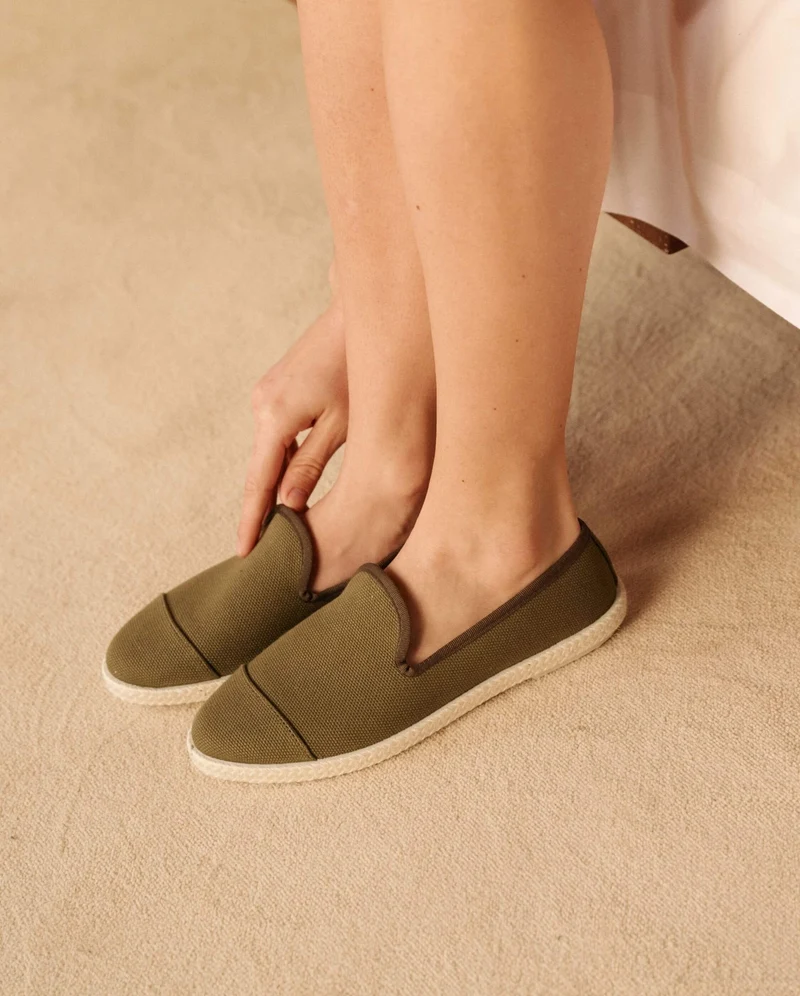 Espadrille femme Cenitz, coton recyclé kaki