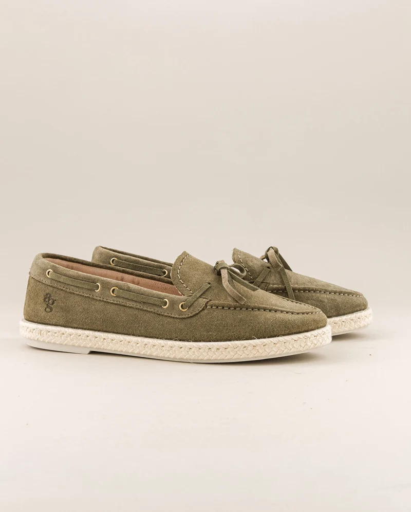 Mocassin bateau femme Betty, cuir kaki