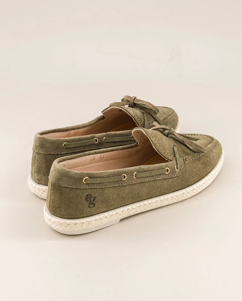 Mocassin bateau femme Betty, cuir kaki