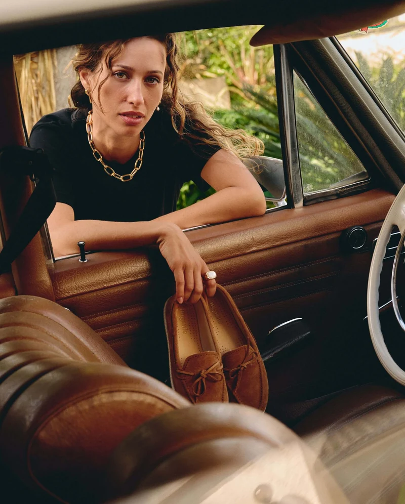 Mocassin bateau femme Betty, cuir camel