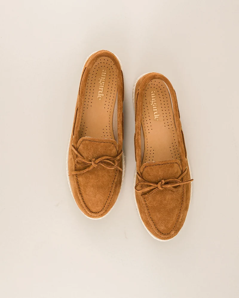 Mocassin bateau femme Betty, cuir camel