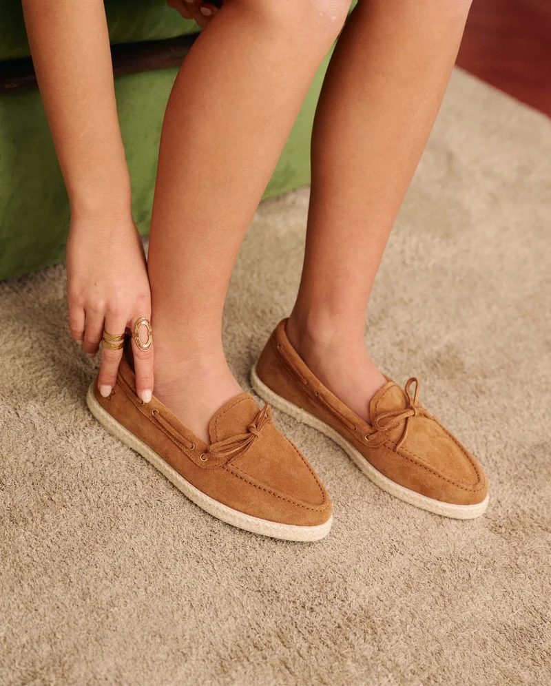 Mocassin bateau femme Betty, cuir camel