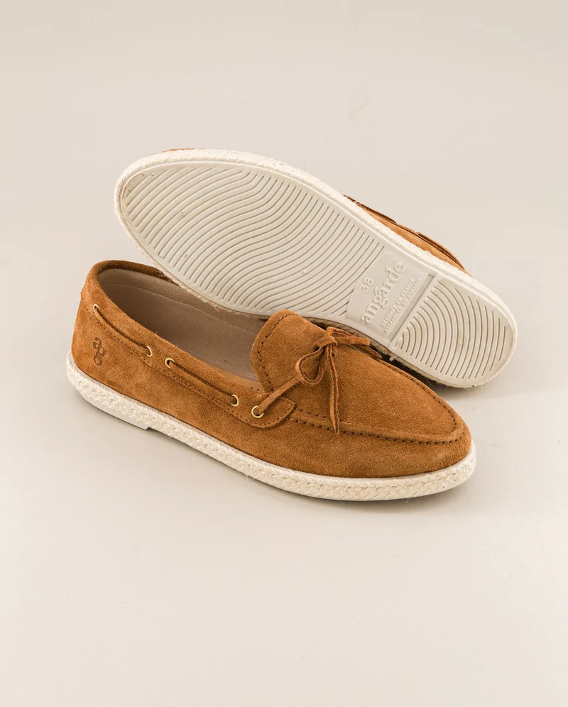 Mocassin bateau femme Betty, cuir camel