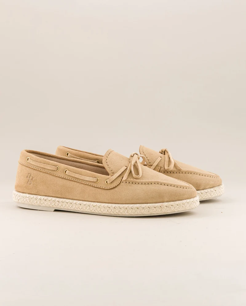 Mocassin bateau femme Betty, cuir beige