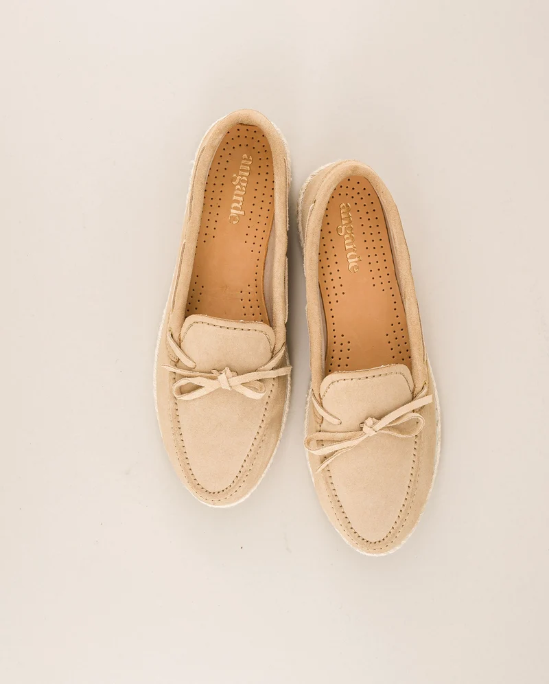 Mocassin bateau femme Betty, cuir beige