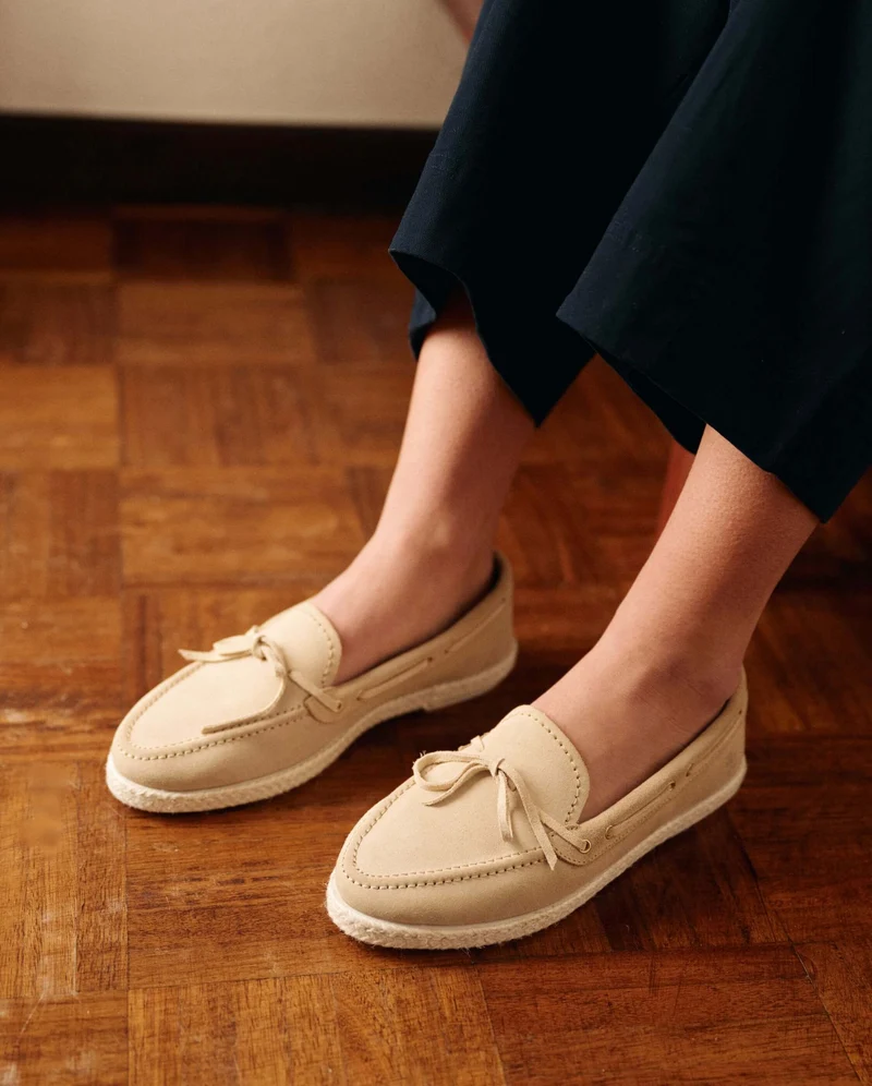 Mocassin bateau femme Betty, cuir beige