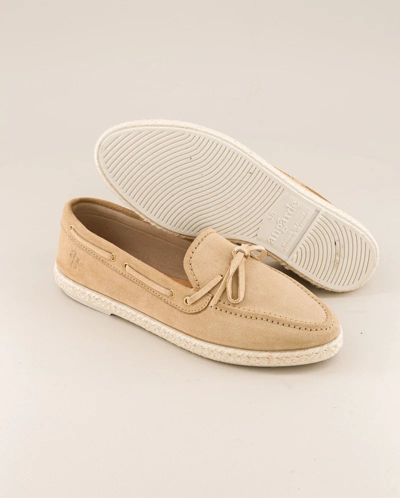 Mocassin bateau femme Betty, cuir beige