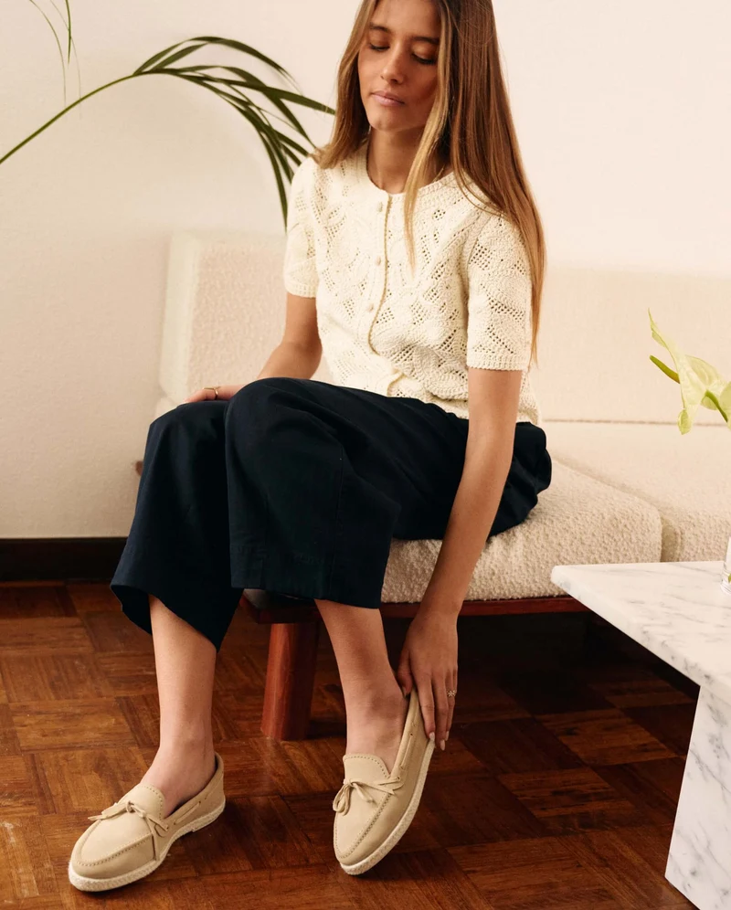 Mocassin bateau femme Betty, cuir beige