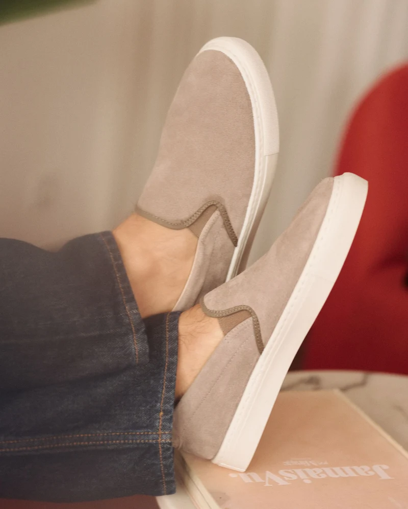 Basket slip-on homme Ellis, cuir suède gris