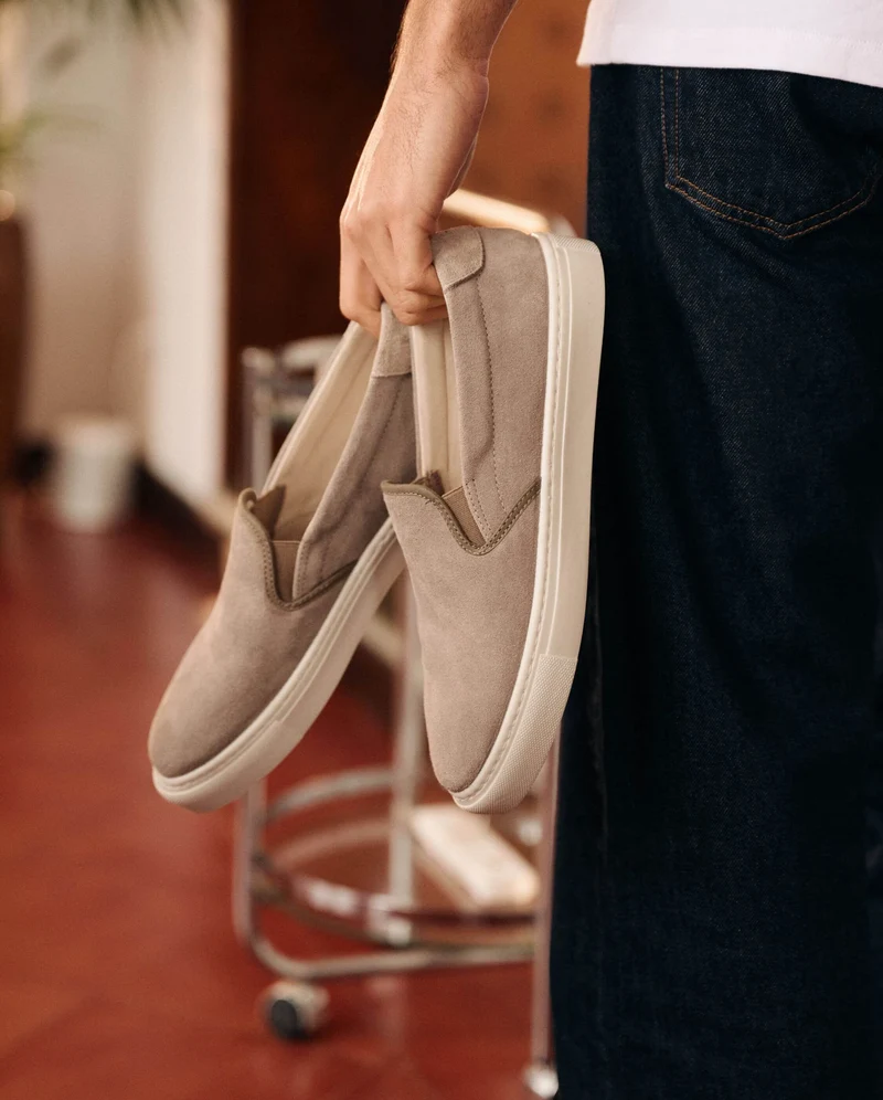 Basket slip-on homme Ellis, cuir suède gris