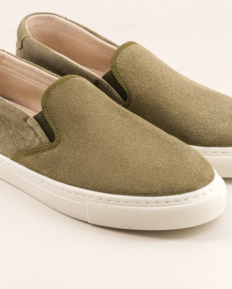 Basket slip-on homme Ellis, cuir suède kaki