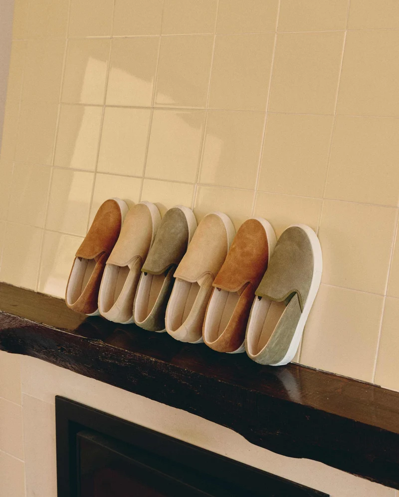 Basket slip-on homme Ellis, cuir suède kaki