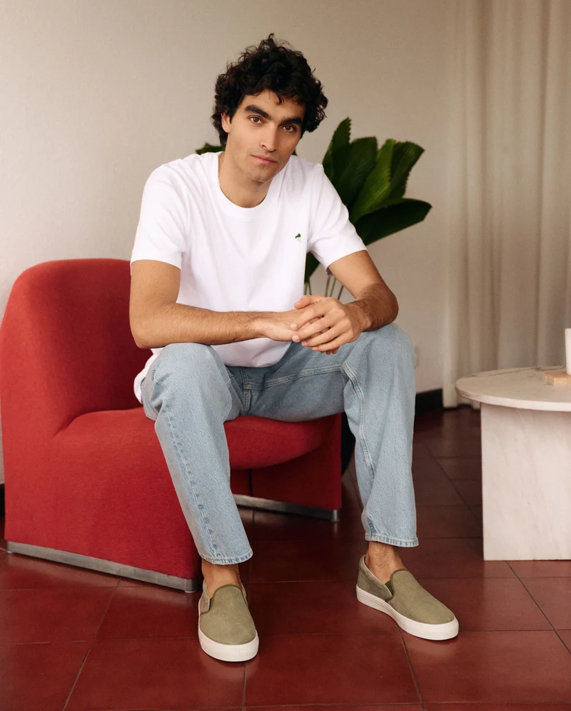 Basket slip-on homme Ellis, cuir suède kaki