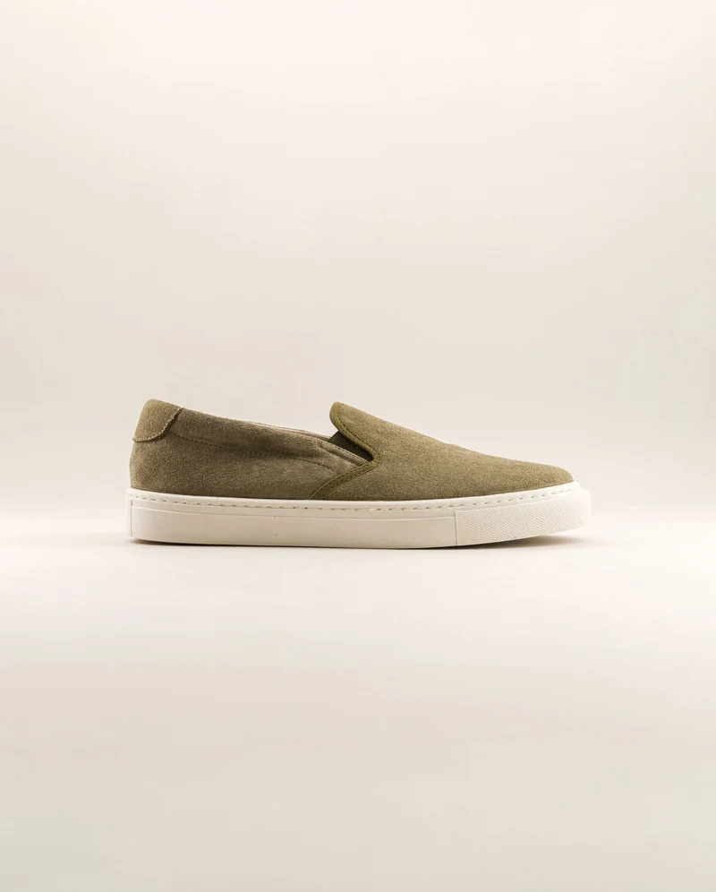 Basket slip-on homme Ellis, cuir suède kaki