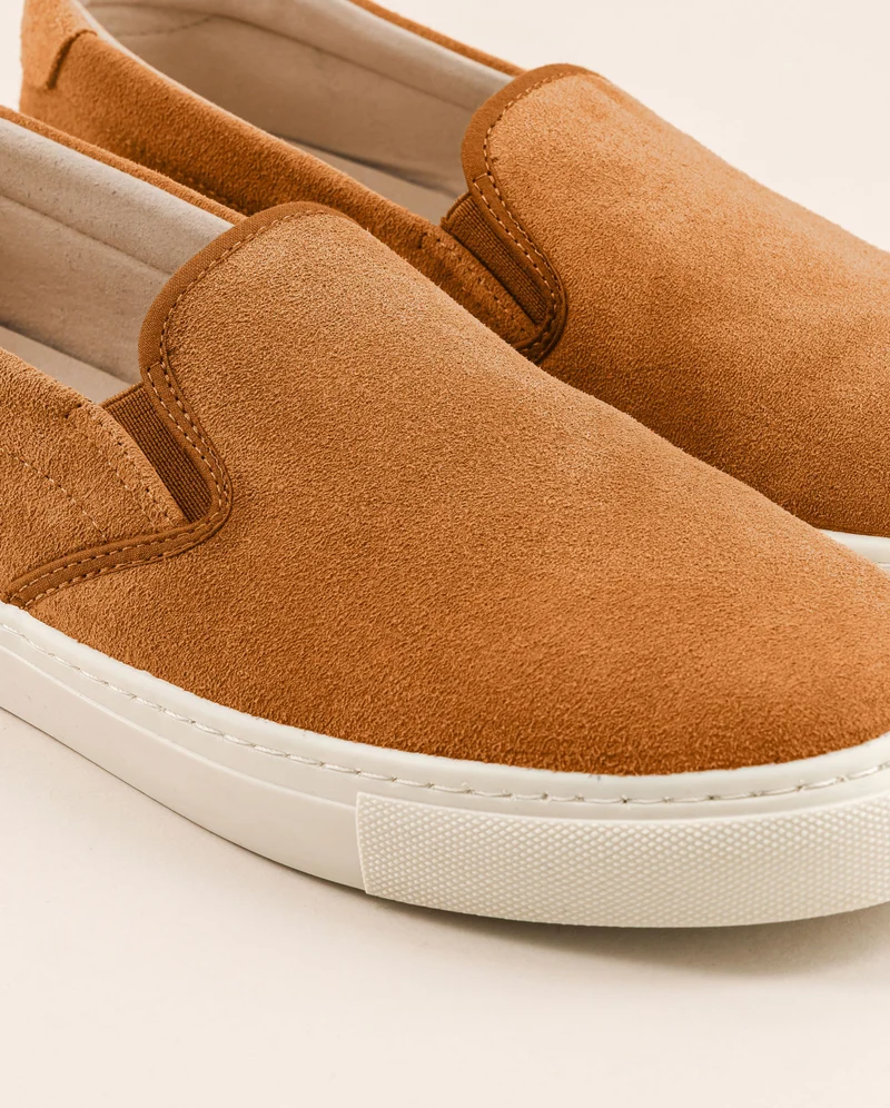 Basket slip-on homme Ellis, cuir suède camel