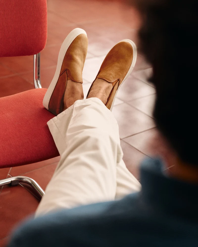 Basket slip-on homme Ellis, cuir suède camel