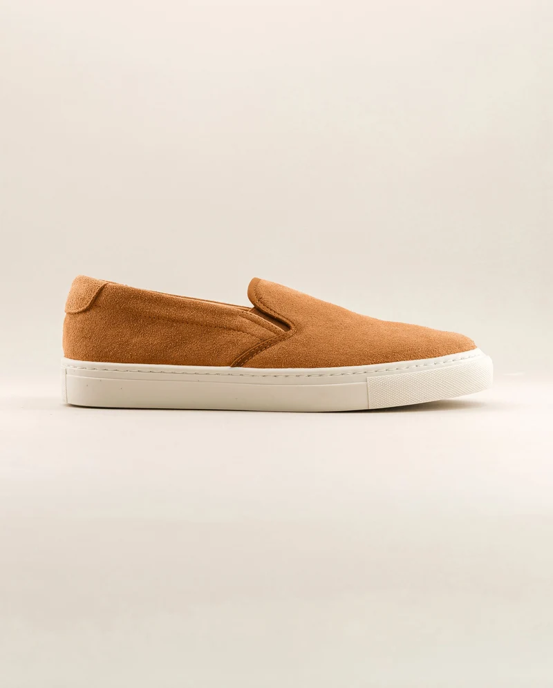 Basket slip-on homme Ellis, cuir suède camel