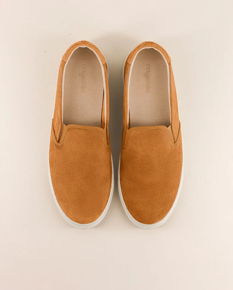 Basket slip-on homme Ellis, cuir suède camel