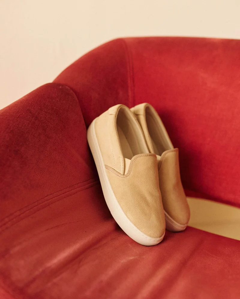 Basket slip-on homme Ellis, cuir suède beige